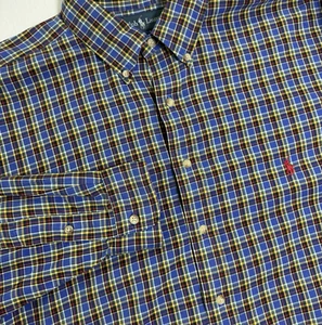 Ralph Lauren Button Down Hemd Herren XLT royalblau kariert klassisch angeraut Baumwolle - Bild 1 von 6