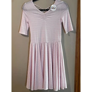 DotDot Smile Pink & White Striped Ballerina Dress Size 12/14 Girls NWT - Picture 1 of 3