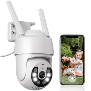 2K Überwachungskamera Aussen-WLAN IP Kamera 360° PTZ 3MP Kamera Nachtsicht Weiß - Bild 1 von 10