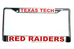 TEXAS TECH License Plate Frame, Polished Chrome, TEXAS TECH/RED RAIDERS 0344 - Picture 1 of 1