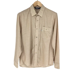 Levis Vintage Striped Long Sleeve Button Up Shirt Mens L Tan Lightweight USA - Picture 1 of 12