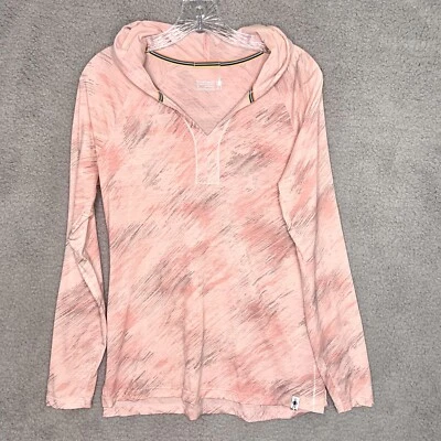 Smartwool Hoodie Womens Small Pink Gray Merino Wool Blend Active Pullover Top - Image 1 of 4