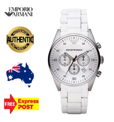 NEW EMPORIO ARMANI SPORTIVO AR5859 SILVER/WHITE/SILICONE CHRONOGRAPH MENS WATCH - Image 1 of 4