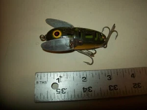 Heddon Crazy Crawler Frog Wood Vintage Fishing Lure About 2 1/2" Long Body - Picture 1 of 8