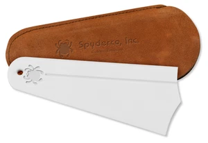Spyderco Golden Stone Knife Sharpener Fine Grit White 308F Suede Pouch - Picture 1 of 2