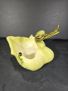 Vintage grün 1950er Rumpf Keramik 80 Gans Schwan Ente Übertopf Süßigkeitenschale USA, kleiner Chip - Bild 1 von 10