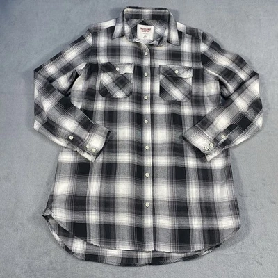 Camisa para mujer Mossimo Supply Co. blanca y negra a cuadros con botones, mangas largas, M Foto 1 de 4