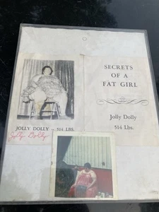 Jolly Dolly Secrets Of A Fat Girl Carnival sideshow Circus Menu Autograph 1950s - Picture 1 of 3
