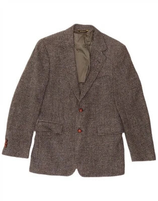 HARRIS TWEED Mens 2 Button Blazer Jacket UK 36 Small Grey Check Wool AT01 - Image 1 of 3