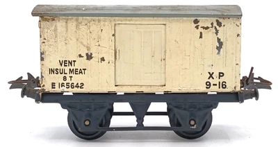 Hornby Meccano Tinplate Model Railway O Gauge Meat Freight Wagon a - Image 1 of 4