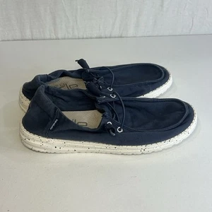 Hey Dude Womens Size 8 Wendy Sneakers Navy Blue Canvas Low Top Shoes - Picture 1 of 6