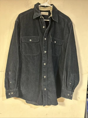 Fieldmaster Corduroy Shirt Mens Black Button Down Pocket Medium - Image 1 of 4
