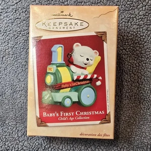 Hallmark 2001 Baby's First Christmas Ornament Peppermint Express Christmas - Picture 1 of 10