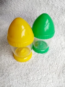 Vintage 50er Jahre grün/gelb Rakete Kunststoff Salz & Pfeffer Set Spaceage Retro - Bild 1 von 9