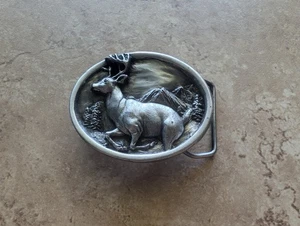 Fibbia cintura 3D Vng '84 Bergamotto ottone funziona cervo cervo cervo caccia fauna selvatica 2,25 - Foto 1 di 6