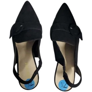 Zapatos de salón Nine West para mujer talla 7-1/2 7,5 negros de gamuza con hebilla - Imagen 1 de 5