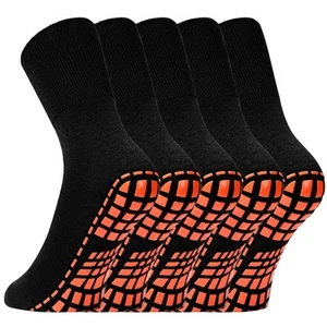 5 Pairs Non Slip Socks Hospital Diabetic Non Skid Slipper Socks Men Women(Bla... - Picture 1 of 6