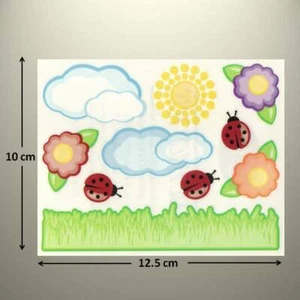 Creative Memories BLOCK STICKER - PARTY ON THE GO - Flowers LadyBug Cloud Grass - Picture 1 of 1