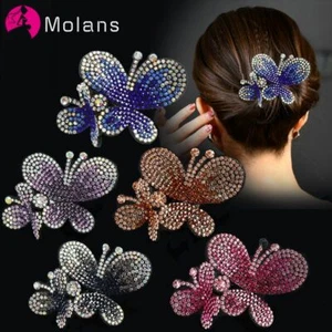 1pc Rhinestone Butterfly Claw Clips Crystal Ponytail Holder Hairpins Bridal Hair - Picture 1 of 23