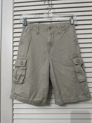 Fubu Short Cargo Pants BOYS Size 8 Beige Button Zip Pockets Cotton Lightweight - Image 1 of 4