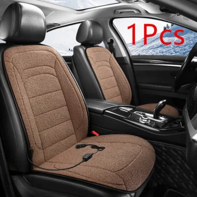 Heated Car Seat Cushion Lamb Wool Cover Seat Warmer Chair Heating Pad For Winter - Image 1 of 4