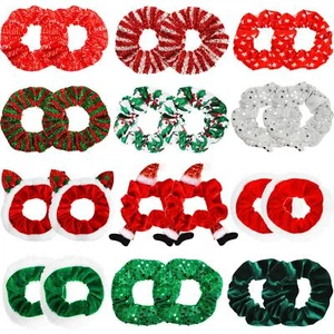 24 Pieces Christmas Hair Scrunchies Velvet Hair Tie Holiday Santa Claus Elast... - Picture 1 of 7