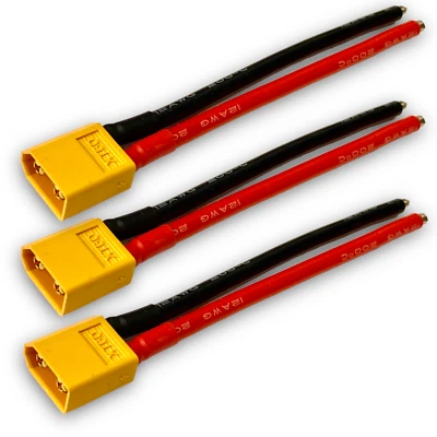 ✅ 3x Stück XT60 Stecker Male Männlich 10cm 12AWG Silikon Kabel Lipo Akku RC ✅ - Bild 1 von 4