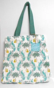 Canvas Tote Shopping Bag with Images of Palm Trees & Leopards - Picture 1 of 3