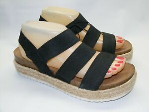 MADDEN GIRL "Crispp" Women Black Strappy Espadrille Platform Sandals Slides Shoe
