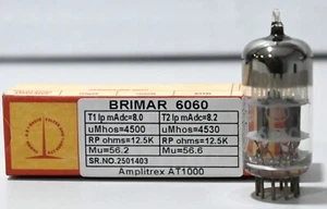 6060 12AT7W ECC801 BRIMAR T Label Made in England Amplitrex Tested 1 Pc - Picture 1 of 5