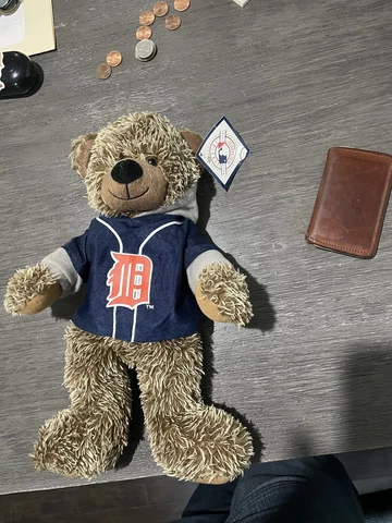 MLB Detroit Tigers Blue Hoodie Stuffed Plush Teddy Bear Small Gift Brown Cute Cover