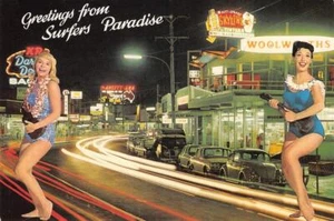 Ukelele repro Surfers Paradise Australia años 60 autos pin-up 1991 bellezas de baño - Imagen 1 de 2