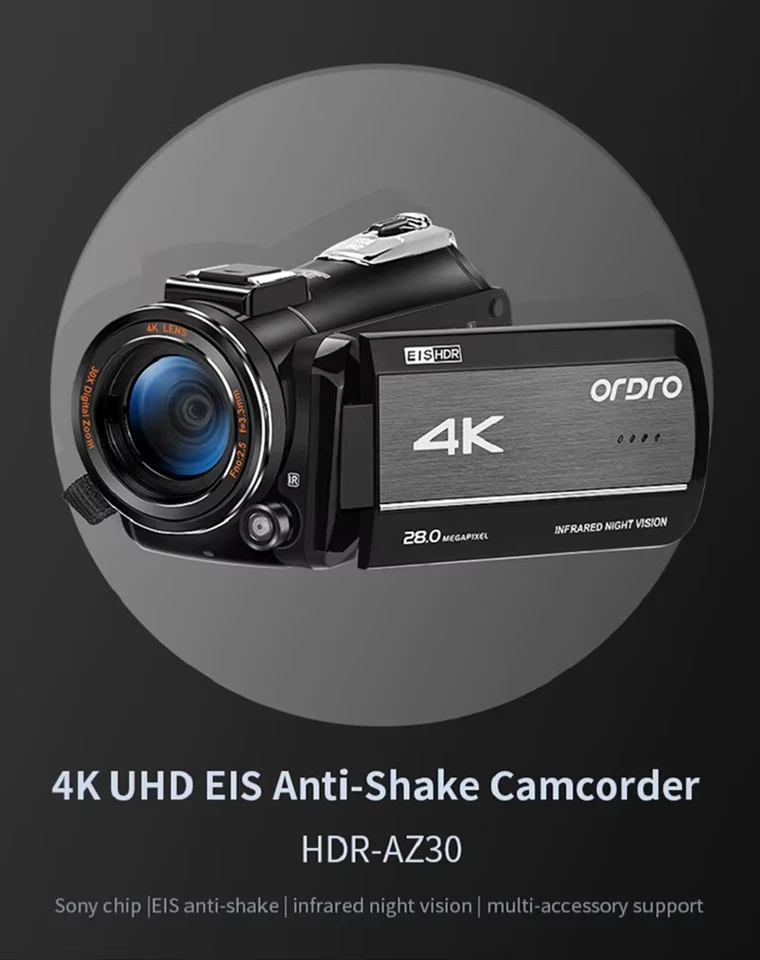 Ordro AZ30 4k 60fps Video Camcorder Infrared Night Vision Free Shipping - Image 1 of 4