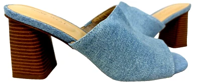 Nine West Women's Wylow Slip On Heeled Dress Sandals Demin Size:7 117E - Image 1 of 4