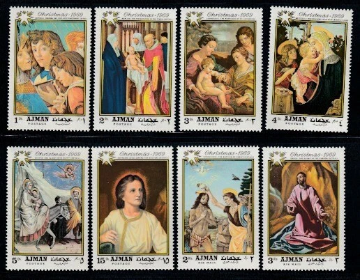 Juego de pinturas religiosas AJMAN NAVIDAD 1969 MNH Foto 1 de 1