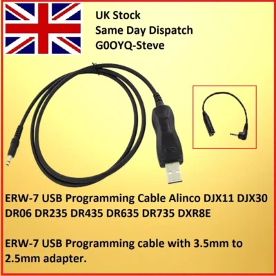 G0OYQ ERW-7 USB Programmierkabel Alinco DJX11 DJX30 DR06 DR235 DR435 DR635 DR735 DXR8
