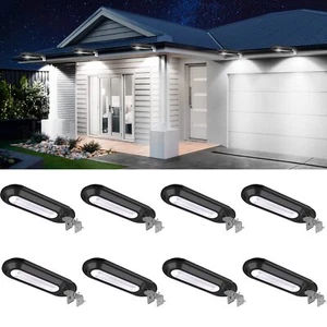 8-Pack Solar Gutter Lights Outdoor 200LM 18 LED Waterproof Deck Lamp, White - Picture 1 of 6