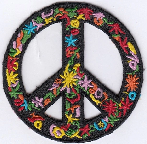100 Pcs Peace in Round stars Embroidered Patches 3" Diameter iron-on  - Image 1 of 1