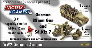 Victrix German 88 mm Pistole und Sd.Kfz.7 12 mm 1:144 Maßstab Zweiter Weltkrieg 1 x Anguss Set - Bild 1 von 24