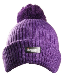 Ladies/Men/Adults Chunky Marl Knit Thermal Fleece R40 Beanie Bobble Hat Pom Pom - Picture 1 of 8