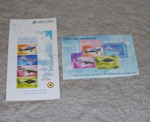 AERO INDIA 2003 CENTENARY OF MAN'S FIRST FLIGHT FOUR STAMP SHEET + BROCHURE - Picture 1 of 3