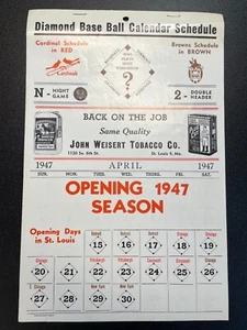 Calendario de diamantes 1947 St Louis Cardinals/St Louis Browns 27475 - Imagen 1 de 4