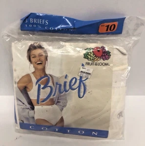 VINTAGE 1999 Fruit Of The Loom Womens Ladies Cotton Brief Underwear SZ 10 3 PACK - Picture 1 of 8