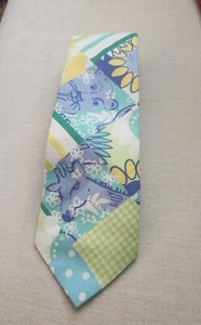 Cravatta LILLY PULITZER cotone fantasia floreale verde blu lusso splendida rara - Foto 1 di 4