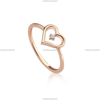 Gift For Her 14k Gold Diamond Heart Statement Birthday Engagement Diamond Ring - Image 1 of 4