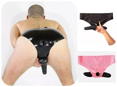 Mens Latex Shorts Rubber With Penile sheath And Anal sheath Gay Sexual Briefs UK - Image 1 of 4