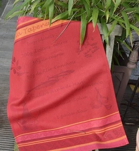Geschirrtuch Baumwolle Jacquard 50x70 cm rot mit Rezept Motiv aus Frankreich - Bild 1 von 5