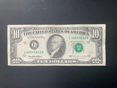 1995 $10 DOLLAR BILL L62545612B - Image 1 of 4