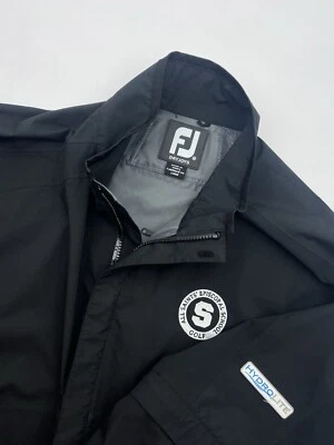 FootJoy DryJoys Hydrolite 夹克男式 M 码黑色 FJ 雨衣拉链袖 — 第 1/4 张图片