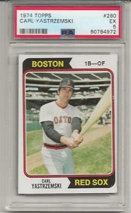 1974 TOPPS #280 CARL YASTRZEMSKI, PSA 5 EX, HOF, BOSTON RED SOX, FRSHLY GRADED - Picture 1 of 1